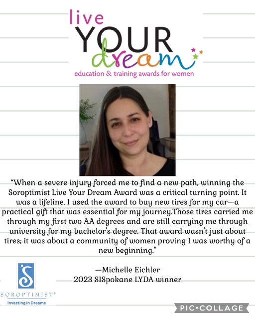 Michelle Eichler, 2023 SIS Spokane Live Your Dream Award winner